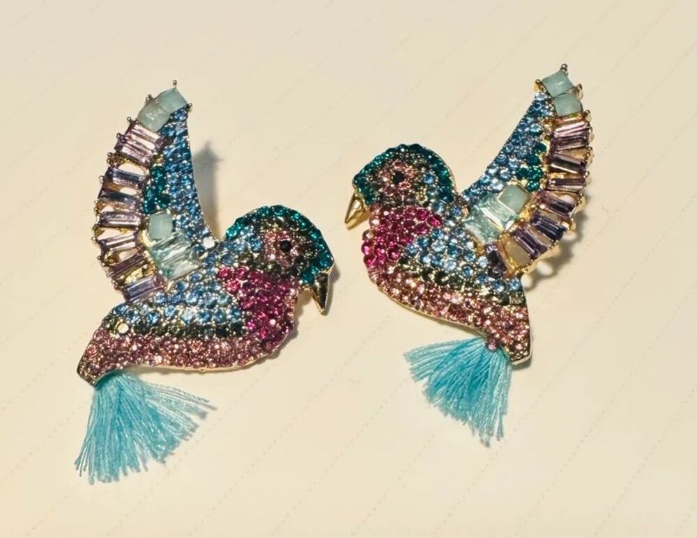 Fabulous sparkly hummingbird statement earrings